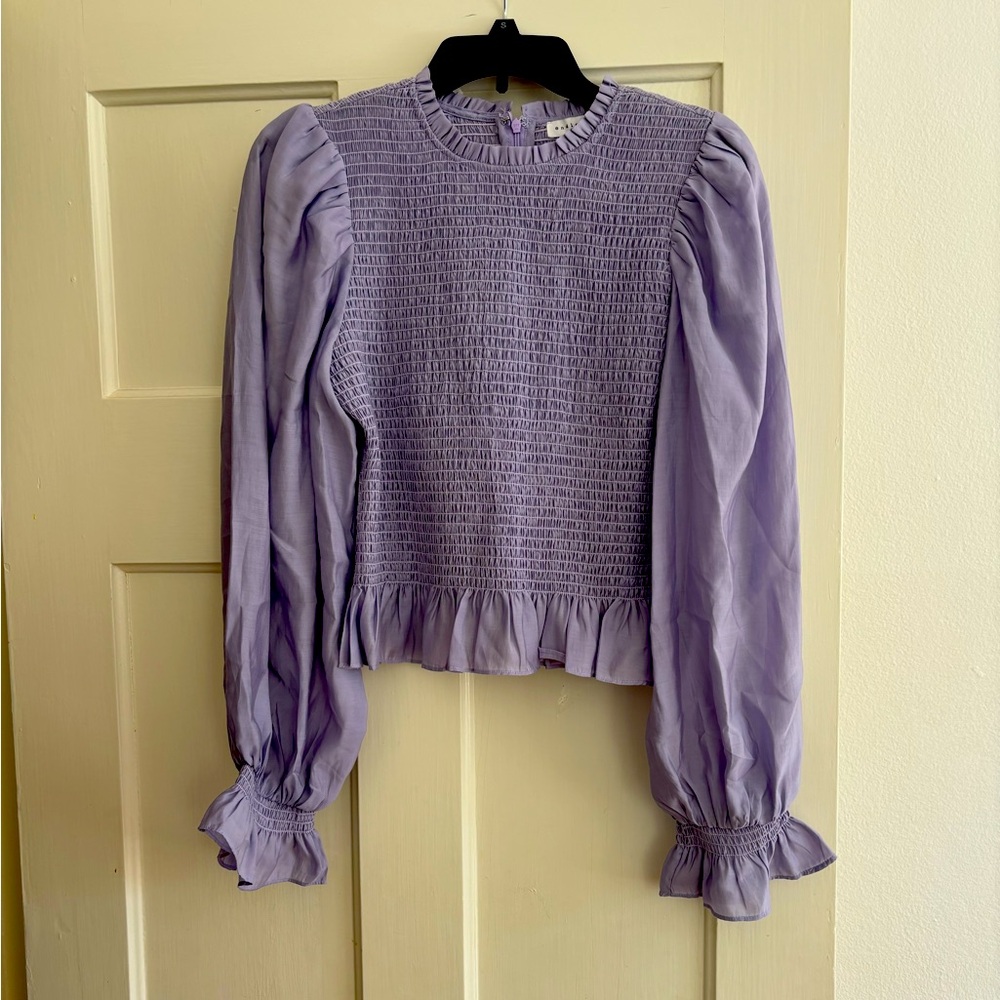 Endless Rose Balloon Sleeve Smocked Blouse - Purple Size S